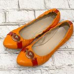 Versace Medusa Medallion Flats Orange/Red Color-block Ballerina Flats Size 41 Photo 1