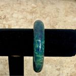 Vintage Blue Moon Green Yellow Marbled Bakelite Bangle Bracelet Photo 3