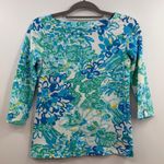 Lilly Pulitzer Juline Top Resort White in a Pinch size XS Boatneck 3/4 Slv Tee Photo 0