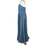 Lulus  Wedding Formal Slate Blue Pleated Strapless Maxi Dress Endless Glamour XL Photo 9
