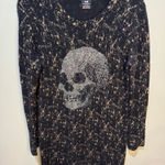 E.vil Cashmere Rhinestone Skull Sweater‎ Dress SZ L Black Size L Photo 0