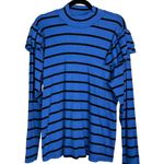 T.La Anthropologie Blue Black Stripe Ruffle Mockneck Top Plus 3X Long Sleeve New Size undefined Photo 0