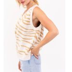 Le lis Le‎ Lis Collection Ivory And Tan Animal Tiger Print Knit Sweater Vest Size M Photo 2