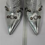 Womens Knee High Boots EU 43/12 Silver Metallic Croc Pointed Toe Coastal Cowgirl Photo 6