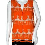 Crown & Ivy Shirt Womens Large Orange Blue Giraffe Print Safari Colorful Novelty Photo 0
