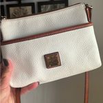 Dooney & Bourke Authentic  White Pebbled Leather Logo zip top crossbody Photo 13