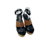 Ash  Roma Platform Wedge Heel Sandals Black Patent Cognac Leather Size 38‎ US 7 Photo 1
