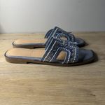 Madden Girl  Womens 9.5 Blue Embellished Slide Sandals Pearl Rhinestone Beach Photo 2