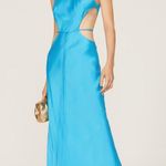 Alexis Lune Gown Womens Blue Sleeveless Cutout A-Line Maxi Satin Medium Photo 0