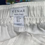 Kenar  100% Linen White Wide Leg Drawstring Pants Women's Size Small Photo 4