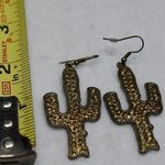 Source Unknown Western Bronze Rhinestone Bedazzled Cactus Fish Hook Earrings sou Photo 1