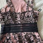 City Studios Juniors Illusion Flocked Fit and Flare Dress Size 3 Pink and Black Photo 5