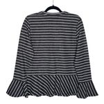 Nanette Lepore  Beaded Kisses Striped Long Bell Sleeve Peplum Top Large Gray Photo 14