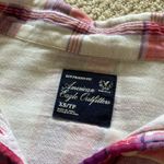 American Eagle  Boyfriend Fit Flannel Plaid Button Down Oversized Shirt XS VEUC Photo 1