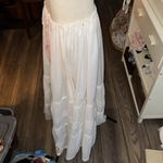 Handmade Vintage white petticoat Maxi circle Skirt Tiered drawstring lace trimmed skirt Photo 1