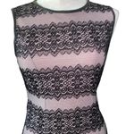 Jessica Simpson  Lace embroidered Sleeveless Striped Shift Dress Pink Black Sz 2 Photo 1