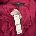NWT, White House Black Market Tie Neck Blouson Dress in Red Plum, Sz XL Photo 13