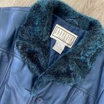 BB Dakota vintage faux leather fur collar jacket navy blue small Photo 3