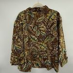 Scott Taylor Silk Blend Tropical Print Blouse 2X Plus Button Front Brown Photo 4