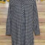 Madewell  Black & White Plaid Midi Shirt Dress Size M Long Sleeve Pockets Buttons Photo 0