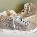 Vintage Havana High-Top Sneakers with Star Studded Accents Silver Photo 0