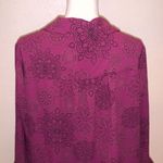 Covington  purple ruffle sleeve Diamond button floral pattern button down blouse Photo 7