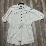 AE Studio Linen Blend Romper Small Beige Utility Safari Outdoor Made In Italy Photo 2