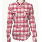 Aeropostale  Large Pink White Plaid Button Up Long Sleeve Shirt All Cotton Trendy Photo 0
