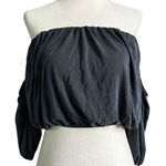 Lavender Field Gray Strapless Cold Shoulder Crop Top Women's Size Small | 25-9-2 Photo 0