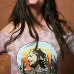 Zion Rootswear  Womens Willie Nelson Tye Dye Cold Shoulder Graphic Tee Sz 4 Boho Photo 1