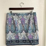 Talbots  Womens Skirt Blue Pink Paisley Pencil Side Zip Lined Size 14 Petite Photo 2