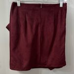 Storia  Mini Skirt Suede Faux Wrap Bow Mini Skirt Burgundy Size Small Photo 3