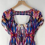 Becca Multicolor Geometric Abstract Print Chiffon Cutout Swim Coverup Size XS Photo 1