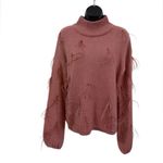 Rachel Parcell  Ostrich Feather Trimmed Mock Neck Sweater Size XS Pink Photo 4