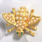 Joan Rivers Little Honey BEE PIN BROOCH Simulated Pearls Gold Plate Crystal Eyes Photo 3