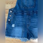 No Boundaries  Women’s overalls size Large Distressed Blue Denim Relaxed frayed Photo 7