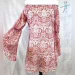 Blush Boutique  print on or off shoulder long bell sleeve dress size small Photo 1