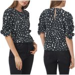1. State  Painted Dot Puff Sleeve Top in Forest Green Photo 1
