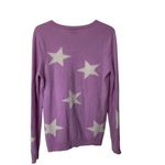 Talbots  100% Cashmere Crewneck Sweater Star Print Lavender Soft Luxury L Photo 2