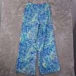 Lilly Pulitzer  Blue Crush Palazzo Pants Women's 10 Wide Leg Side Zip Beach Photo 1
