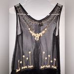 Leith  Black Mesh Cover Dress with Gold Embroidery Photo 1