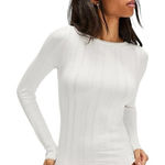 Free People New  Playing Favorites‎ White Pointelle Boat Neck Thong Bodysuit XS S Photo 0