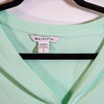 Athleta  Women's Uptempo Ribbed Henley Long Sleeve V Neck Tee Shirt Mint Blue L Photo 1