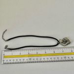 Silver tone cartoon dog on C pendant necklace on cord Photo 7