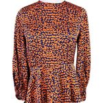 2/$35 Lulu's C173T Color Me Wild Cheetah Print Peplum Blouse SMALL Orange Retro Photo 0