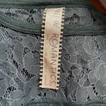 Free People Shirt Womens XS Hunter Green Lace New Romantics Blouse Lace Bohemian Photo 5