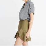 Madewell  Ruffle-Wrap Mini Skirt in Expat Olive Green 100% Cotton,‎ Size 4 Photo 6