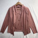 Lascana M Faux Suede Waterfall Jacket Dusty Rose Pink Soft Drape Blazer Office Size 8 Photo 0