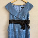 MARINA Blue Maxi Dress/Gown with‎ Black Bow Tiered Size 12 Photo 1