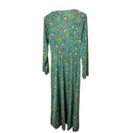 Vintage Sears Maxi Wrap Dress Green Paisley Floral Long Sleeve Boho Bohemian Size XS Photo 7